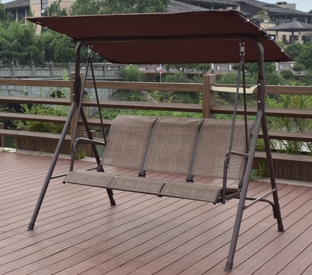 Outdoor Steel Textilene 3 Kursi Gantung Kursi Hammock dengan Canopy