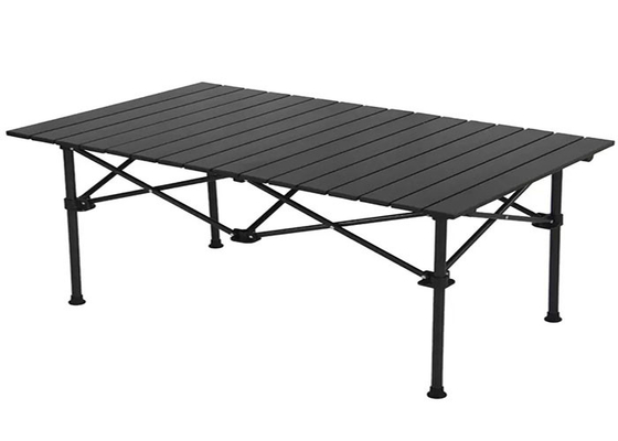 Meja Berkemah Portabel Aluminium Tahan Air Luar Ruangan Untuk Pesta BBQ Square Roll Up Top