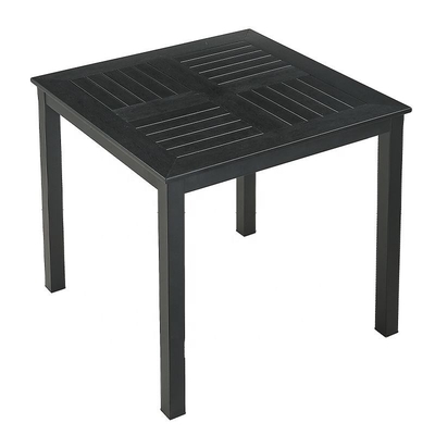 80cm Outdoor Square Aluminium Table Top Parket Kayu Plastik Hitam