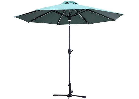 300x245cm 8 Rib Lurus Tiang Parasol Taman Payung Dengan Sistem Speaker Bluetooth